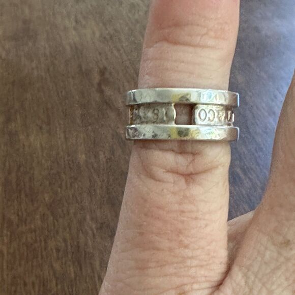 Tiffany & Co. Sterling Silver 1837 Collection Cut Out Stencil Ring Size 4.75 - Picture 6 of 9